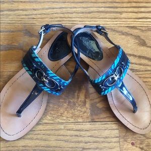 Coach Navy and Turquoise Sandals